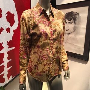 LAUREN Ralph peacock paisley button down top PL